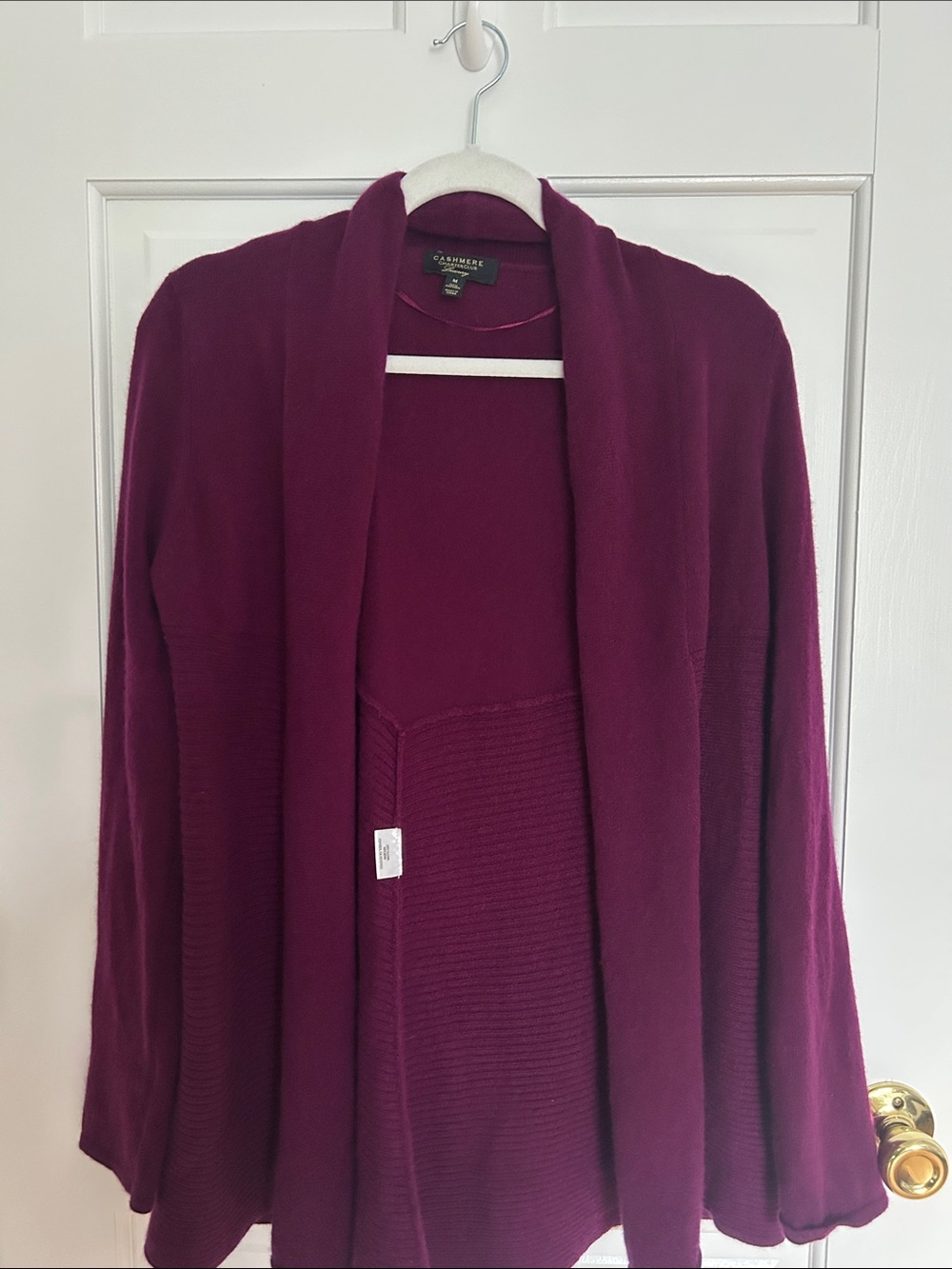 Charter Club 100% Luxury Cashmere Draped Shawl Cardigan Berry Medium